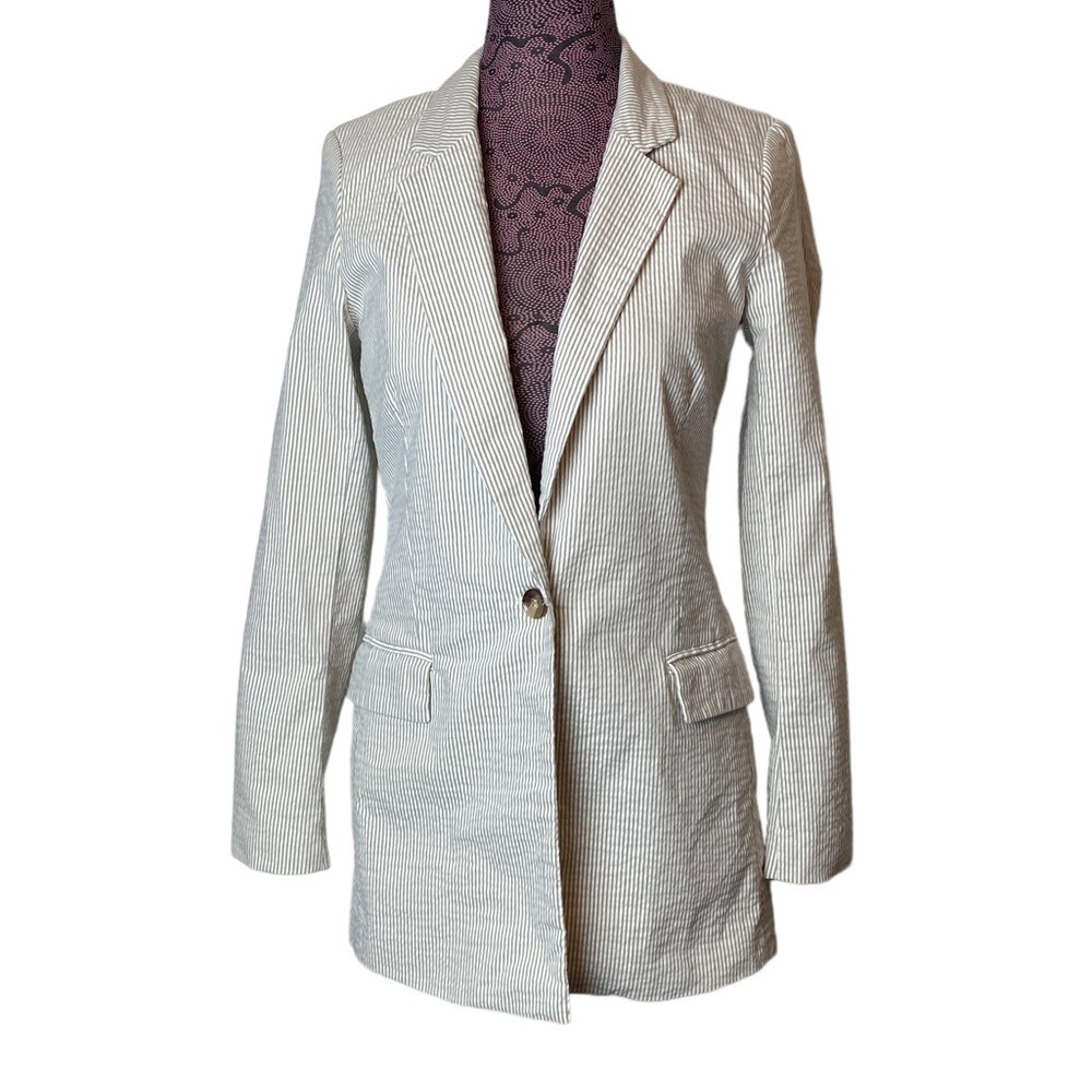 Joie White Striped Blazer